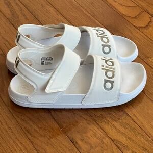 Adidas Women's Adilette Strappy Sandals White Gray Size 7